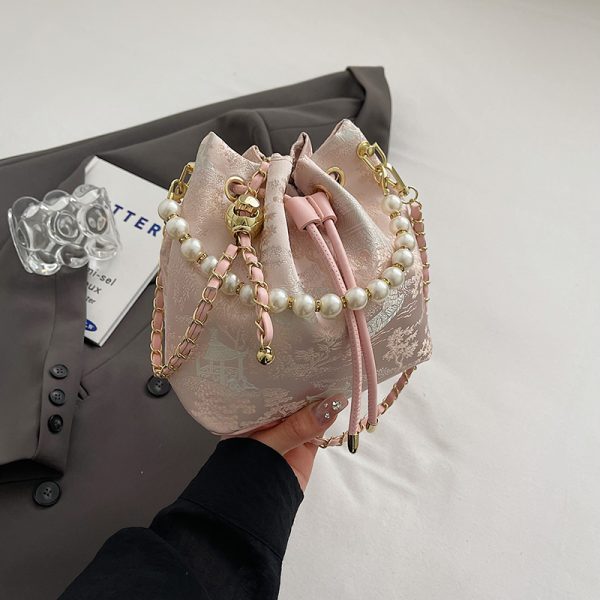 Chinese-Style Women's Shoulder Bag 2025, Trendy Crossbody Bucket Bag, Summer Niche Fashion Accessory, Vintage National Wind Design