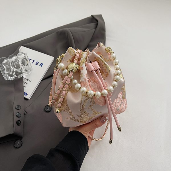 Chinese-Style Women's Shoulder Bag 2025, Trendy Crossbody Bucket Bag, Summer Niche Fashion Accessory, Vintage National Wind Design