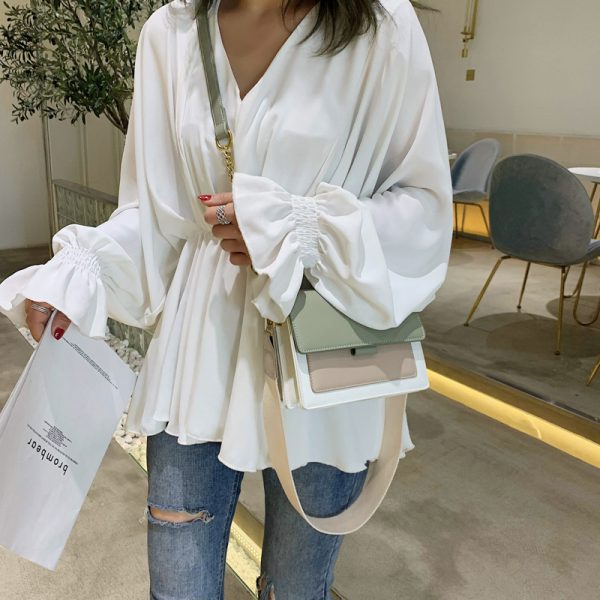 Color-Block Chain Bag for Women - 2025 Korean Style Versatile Shoulder Crossbody Small Square Bag for Spring and Summer Fashion