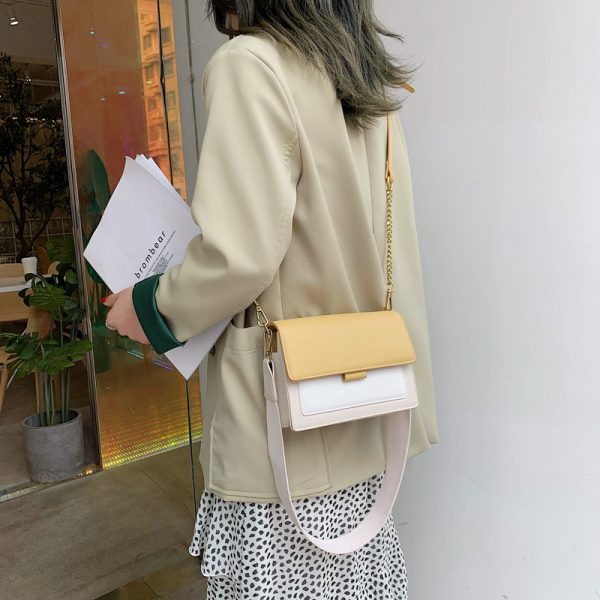 Color-Block Chain Bag for Women - 2025 Korean Style Versatile Shoulder Crossbody Small Square Bag for Spring and Summer Fashion