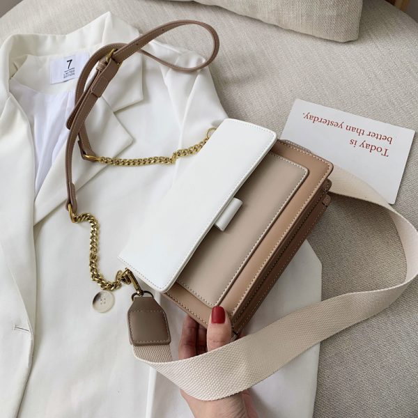 Color-Block Chain Bag for Women - 2025 Korean Style Versatile Shoulder Crossbody Small Square Bag for Spring and Summer Fashion