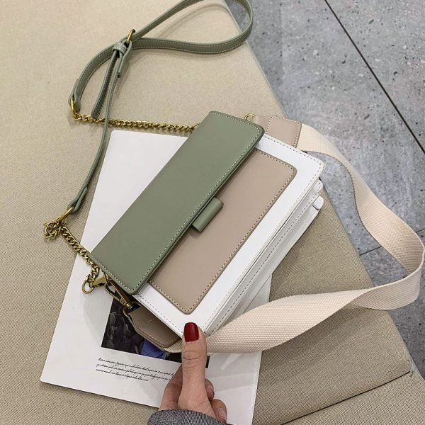 Color-Block Chain Bag for Women - 2025 Korean Style Versatile Shoulder Crossbody Small Square Bag for Spring and Summer Fashion