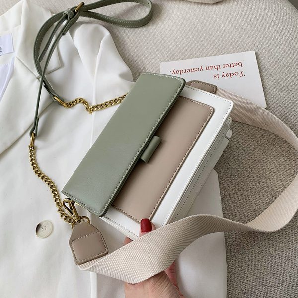 Color-Block Chain Bag for Women - 2025 Korean Style Versatile Shoulder Crossbody Small Square Bag for Spring and Summer Fashion