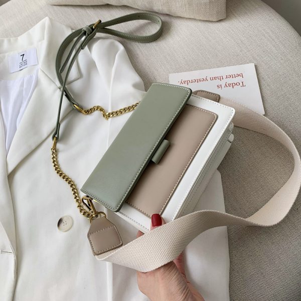 Color-Block Chain Bag for Women - 2025 Korean Style Versatile Shoulder Crossbody Small Square Bag for Spring and Summer Fashion