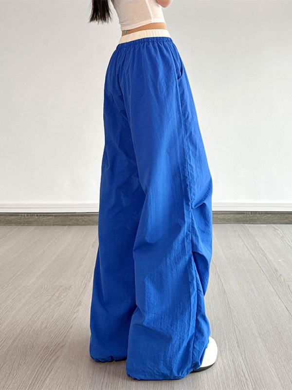 Color-Block Letter Short-Sleeve T-Shirt Top & Waist-Seamed Pleated Loose Dance Long Pants Set - Trendy Two-Piece Outfit