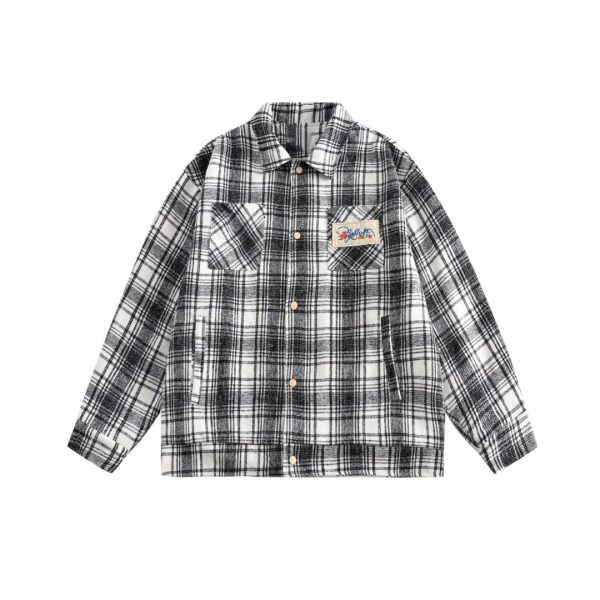 Color-Blocked Plaid Long Sleeve Shirt - Unisex High Street Trendy Jacket for Autumn - 90s American Style