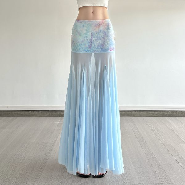 Colorful Gradient Mesh Half Skirt - Versatile Slim Fit Summer Skirt in Oil Painting Style - Trendy and Sexy Fashion Piece