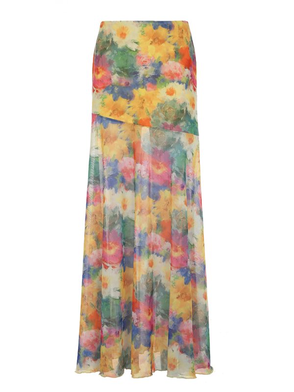 Colorful Gradient Mesh Half Skirt - Versatile Slim Fit Summer Skirt in Oil Painting Style - Trendy and Sexy Fashion Piece