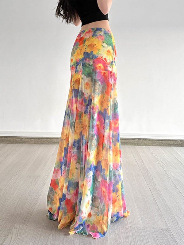 Colorful Gradient Mesh Half Skirt - Versatile Slim Fit Summer Skirt in Oil Painting Style - Trendy and Sexy Fashion Piece