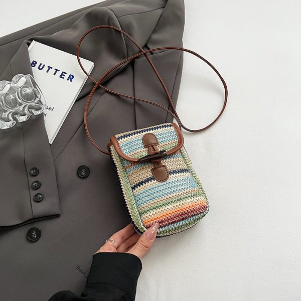 Colorful Woven Mini Crossbody Bag for Women - Lightweight Summer Phone Bag, 2025 Fashion Essential