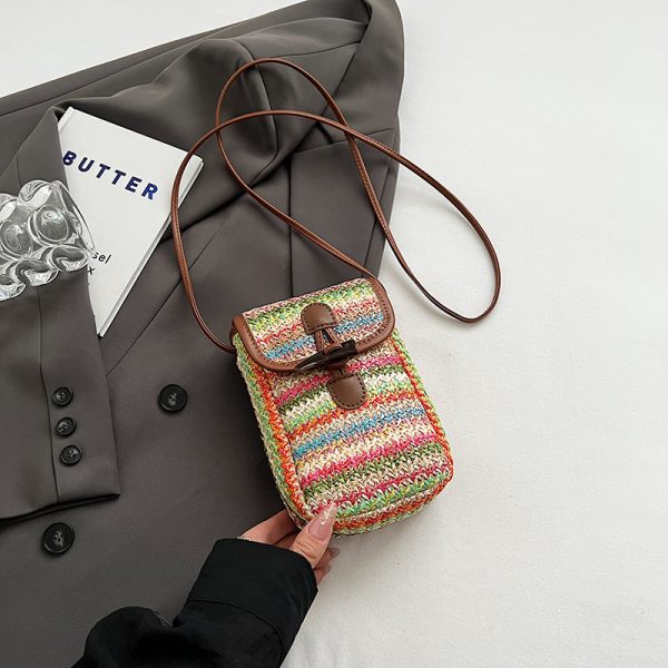 Colorful Woven Mini Crossbody Bag for Women - Lightweight Summer Phone Bag, 2025 Fashion Essential