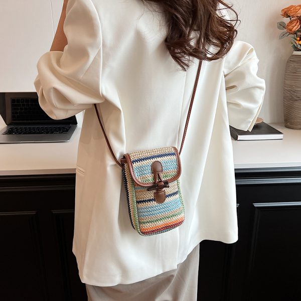 Colorful Woven Mini Crossbody Bag for Women - Lightweight Summer Phone Bag, 2025 Fashion Essential