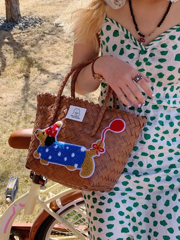 Colorful Woven Shoulder Bag for Women - Large Capacity High-End Beach Tote, 2025 Fashion Handheld Vacation Bag