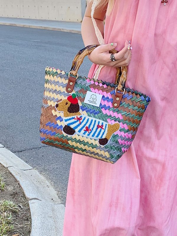 Colorful Woven Shoulder Bag for Women - Large Capacity High-End Beach Tote, 2025 Fashion Handheld Vacation Bag