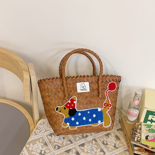 Colorful Woven Shoulder Bag for Women - Large Capacity High-End Beach Tote, 2025 Fashion Handheld Vacation Bag