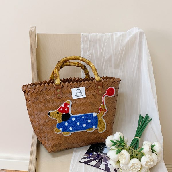 Colorful Woven Shoulder Bag for Women - Large Capacity High-End Beach Tote, 2025 Fashion Handheld Vacation Bag