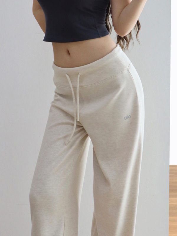 Comfortable Wide-Leg Floor-Length Pants for Women - Soft Casual Slimming Low-Waist Sports Style, Ideal for 90s and Y2K Fashion