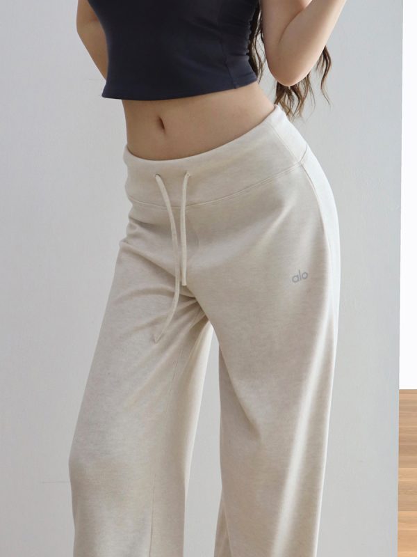 Comfortable Wide-Leg Floor-Length Pants for Women - Soft Casual Slimming Low-Waist Sports Style, Ideal for 90s and Y2K Fashion