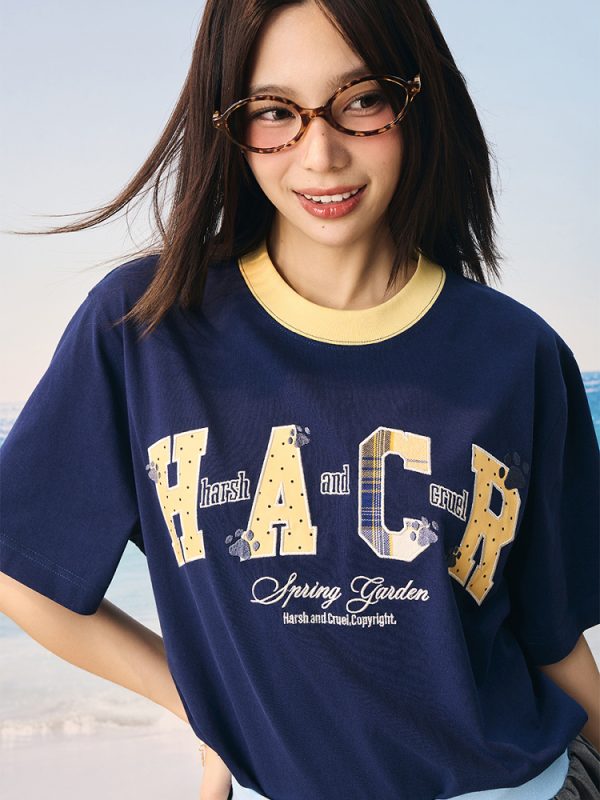 Cool Feeling Color-Block Patch Embroidery Sorona Short-Sleeve T-Shirt for Kids - Fun Summer Style
