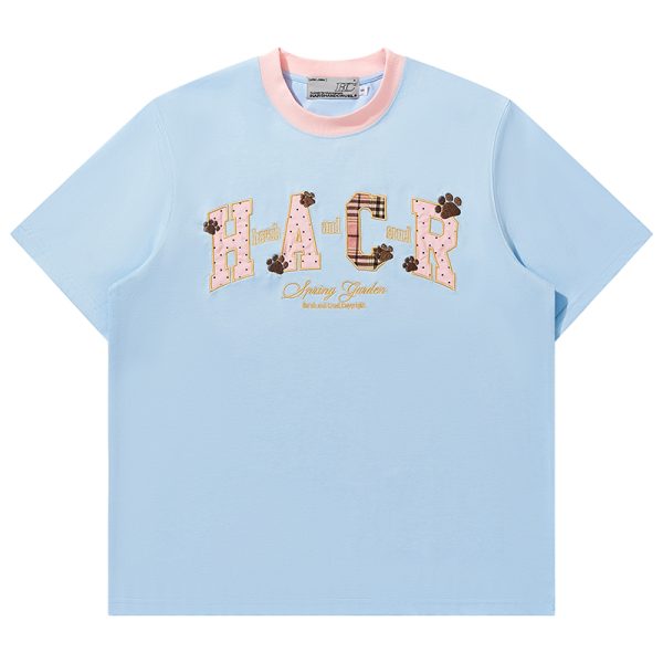 Cool Feeling Color-Block Patch Embroidery Sorona Short-Sleeve T-Shirt for Kids - Fun Summer Style