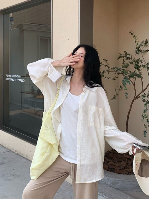 Cool Feeling Green Sunscreen Long Sleeve Shirt for Women - Loose Summer Cardigan Top, Perfect for 90s and Y2K Style