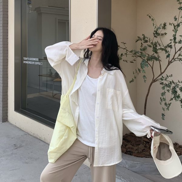 Cool Feeling Green Sunscreen Long Sleeve Shirt for Women - Loose Summer Cardigan Top, Perfect for 90s and Y2K Style
