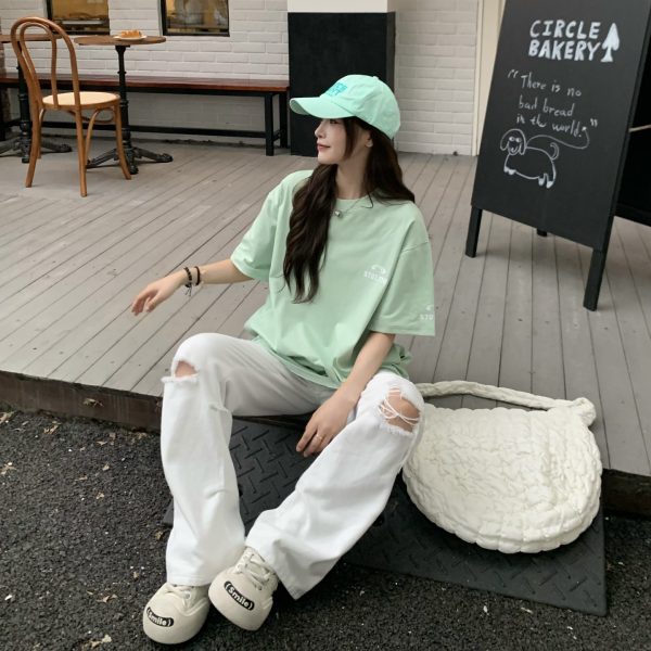 Cool Pocket Short Sleeve T-Shirt for Women - 2025 Summer Quick-Dry Sun Protection Top, Casual Couple Style, Perfect for Y2K Fashion