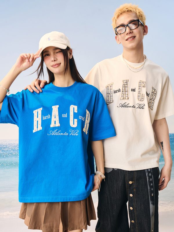 Cool Sensation Sunscreen Patch Embroidery Pearl Round Neck Sorona T-shirt - Trendy Y2K Style for Summer Wear
