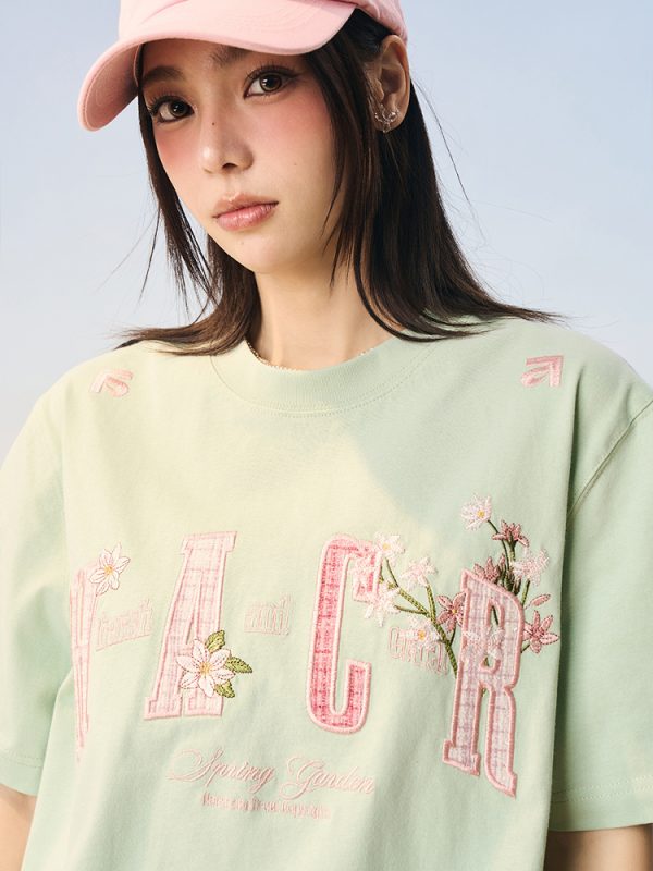Cooling Guava Series Embroidered Couple Summer T-shirt - Small Fragrant Patch, Lightweight Sorona Fabric, Trendy Summer Style