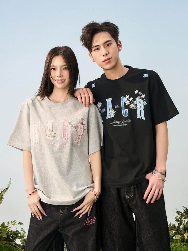 Cooling Guava Series Small Fragrant Patch Embroidered Couple Summer Sorona T-Shirt for Men and Women