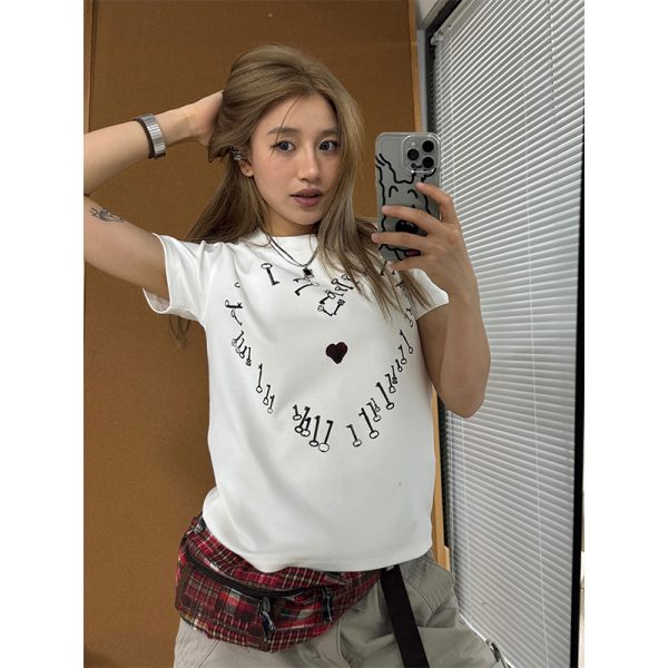 Cropped Retro Short-Sleeve T-Shirt for Women, Loose American Style Summer Streetwear Top