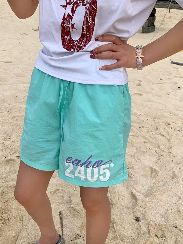 Custom American Letter Print Beach Shorts for Men and Women - Colorful Dopamine Sports Casual Loose Five-Point Shorts