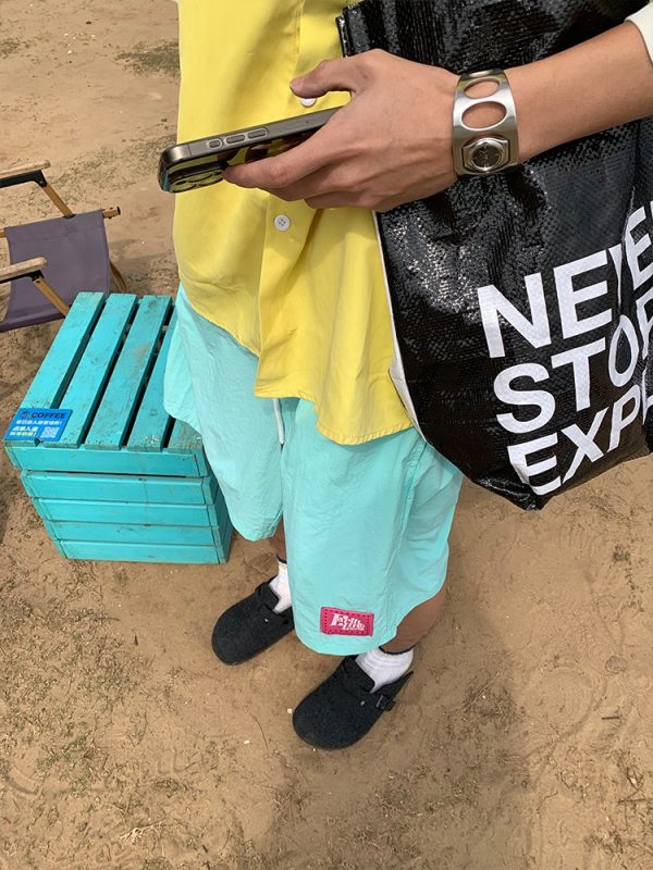 Custom American Letter Print Beach Shorts for Men and Women - Colorful Dopamine Sports Casual Loose Five-Point Shorts