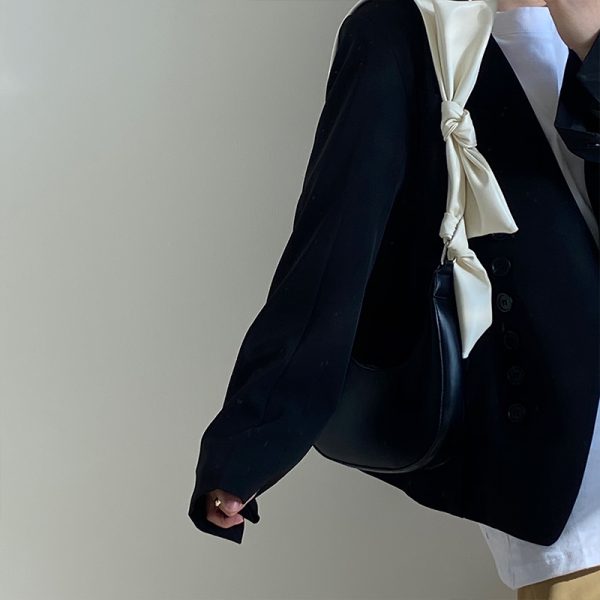 Cute Bow Crescent Bag for Women - Handheld Underarm Single-Shoulder Small Bag for Spring and Summer Fashion