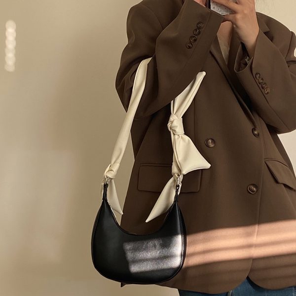 Cute Bow Crescent Bag for Women - Handheld Underarm Single-Shoulder Small Bag for Spring and Summer Fashion