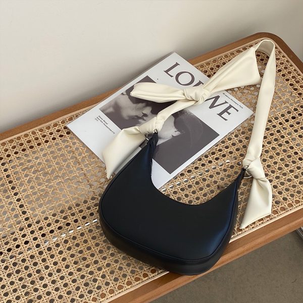 Cute Bow Crescent Bag for Women - Handheld Underarm Single-Shoulder Small Bag for Spring and Summer Fashion