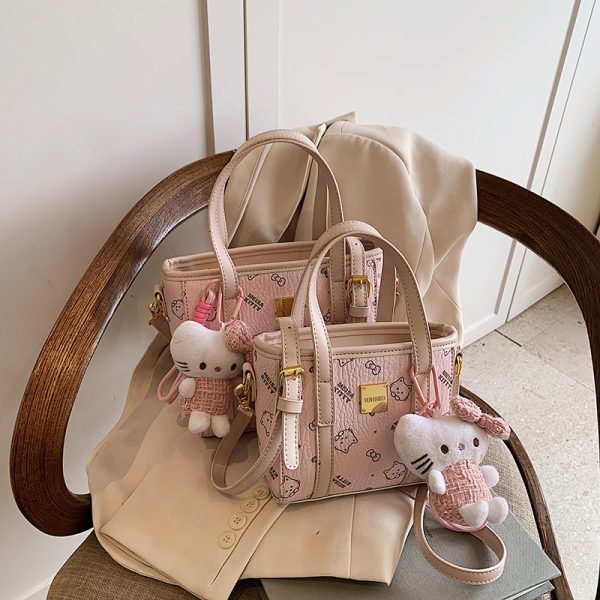 Cute Cartoon Bear Printed Crossbody Bag for Girls - Trendy Vegetable Basket Design, High-End Shoulder Bag for 2025 Fashion