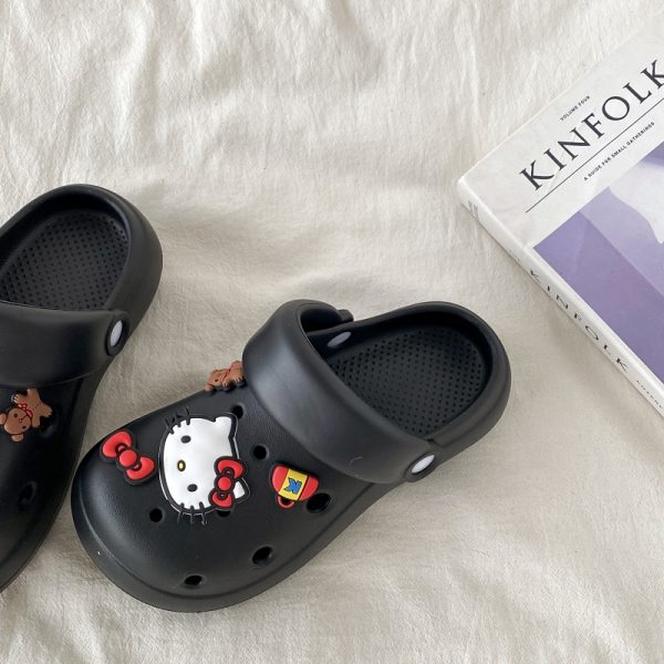 Cute Kitty Cat Hole Shoes for Women - Summer 2025 Thick Bottom Non-Slip Closed-Toe Slippers for Outdoor Y2K Style