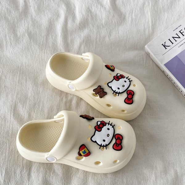 Cute Kitty Cat Hole Shoes for Women - Summer 2025 Thick Bottom Non-Slip Closed-Toe Slippers for Outdoor Y2K Style