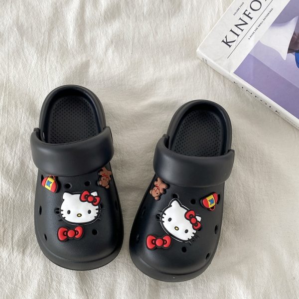 Cute Kitty Cat Hole Shoes for Women - Summer 2025 Thick Bottom Non-Slip Closed-Toe Slippers for Outdoor Y2K Style