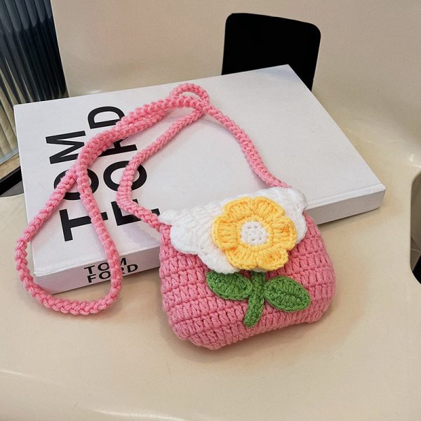 Cute Knitted Crossbody Mini Bag for Women | 2025 New Style Woven Yarn Small Bag for Kids | Trendy Fashion Accessory