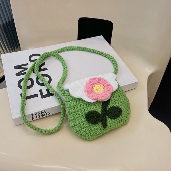 Cute Knitted Crossbody Mini Bag for Women | 2025 New Style Woven Yarn Small Bag for Kids | Trendy Fashion Accessory