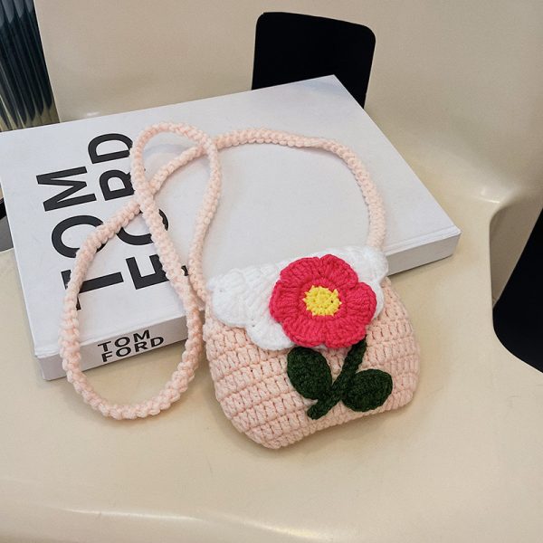 Cute Knitted Crossbody Mini Bag for Women | 2025 New Style Woven Yarn Small Bag for Kids | Trendy Fashion Accessory