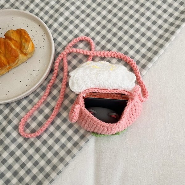 Cute Knitted Crossbody Mini Bag for Women | 2025 New Style Woven Yarn Small Bag for Kids | Trendy Fashion Accessory
