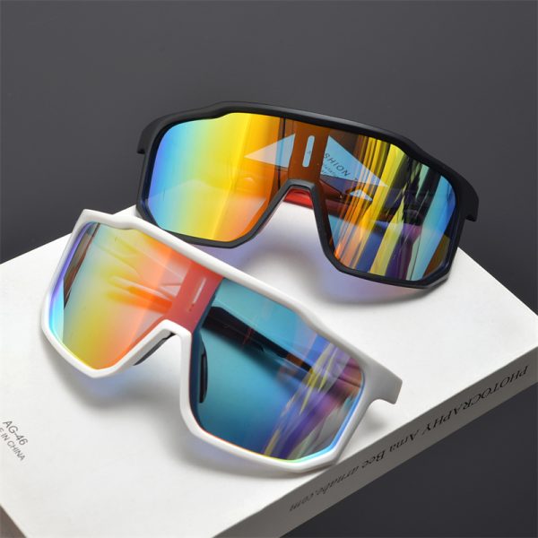 Cyberpunk Futuristic Square Frame One-Piece Sunglasses for Men and Women - Trendy Colorful Cycling Windproof Eyewear