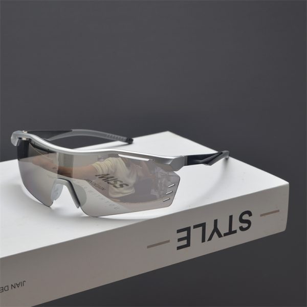 Cyberpunk Futuristic Unisex Outdoor Cycling Sunglasses with Windproof Design and Colorful Laser Lenses