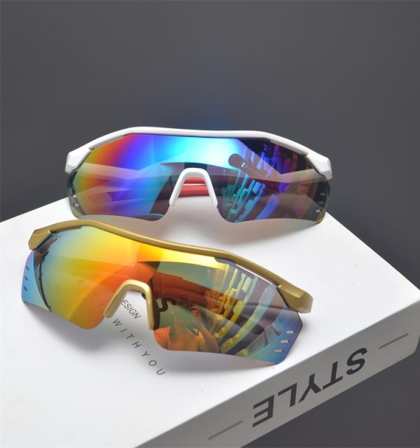 Cyberpunk Futuristic Unisex Outdoor Cycling Sunglasses with Windproof Design and Colorful Laser Lenses