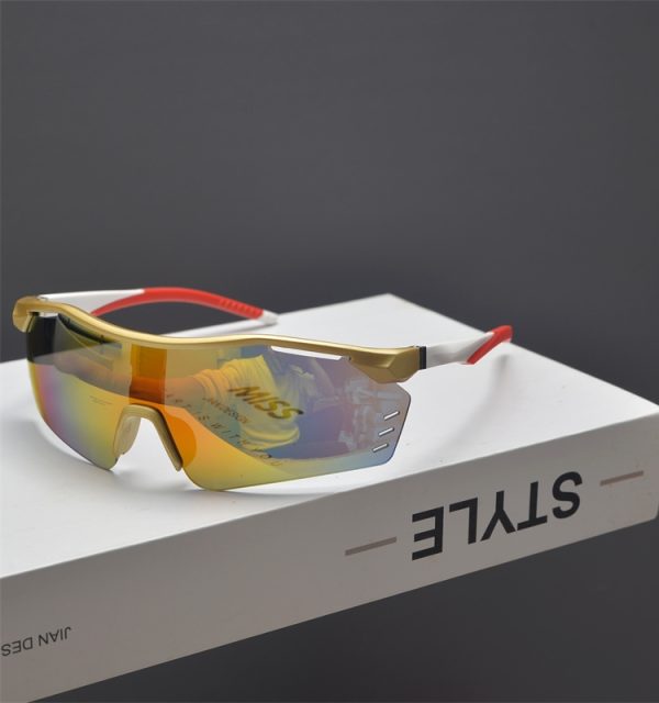 Cyberpunk Futuristic Unisex Outdoor Cycling Sunglasses with Windproof Design and Colorful Laser Lenses