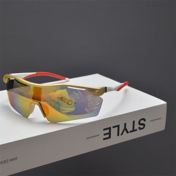 Cyberpunk Futuristic Unisex Outdoor Cycling Sunglasses with Windproof Design and Colorful Laser Lenses