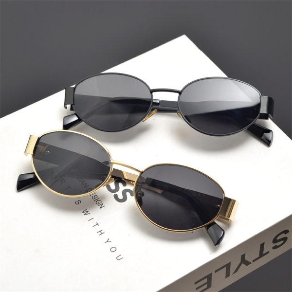 Cyberpunk Oval Metal Letter Sunglasses for Women - High-End Korean Style Retro Hip-Hop Eyewear - European & American Fashion
